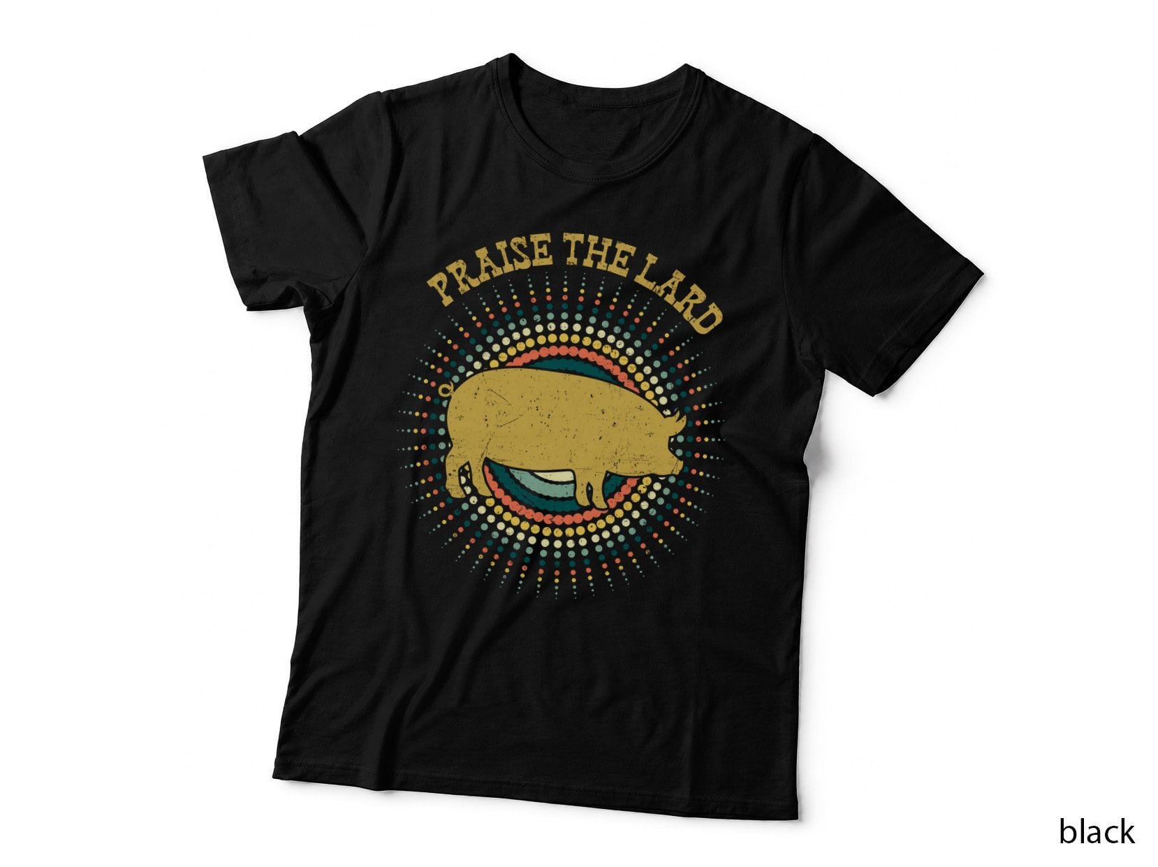 Praise the Lard Pig T-Shirt, Vintage Retro, Animal Lovers Apparel