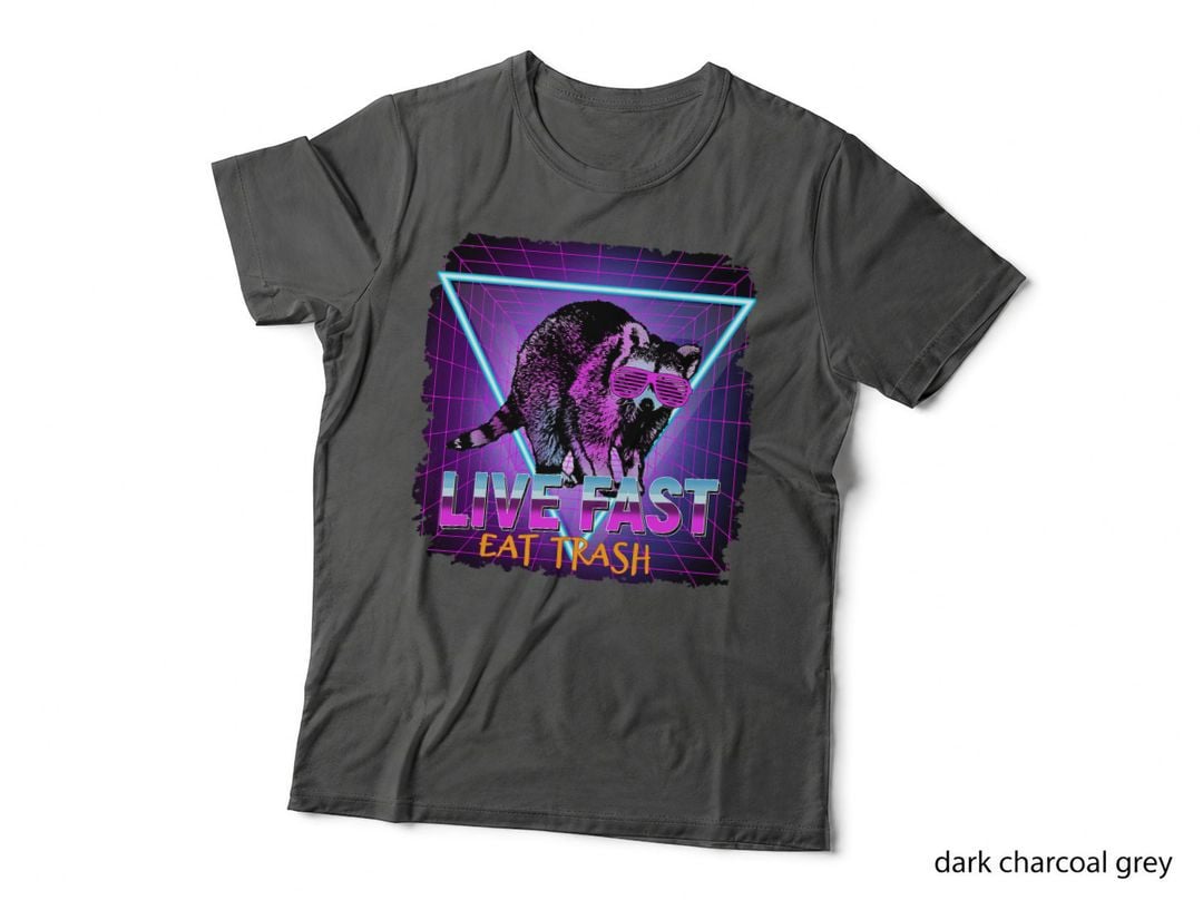 Raccoon Live Fast Eat Trash Retro T-Shirt