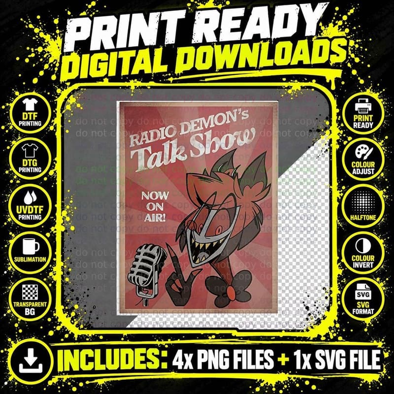 Radio Demon Talk Show T-Shirt, Hazbin Hotel Fan Art Png SVG Digital Bundle
