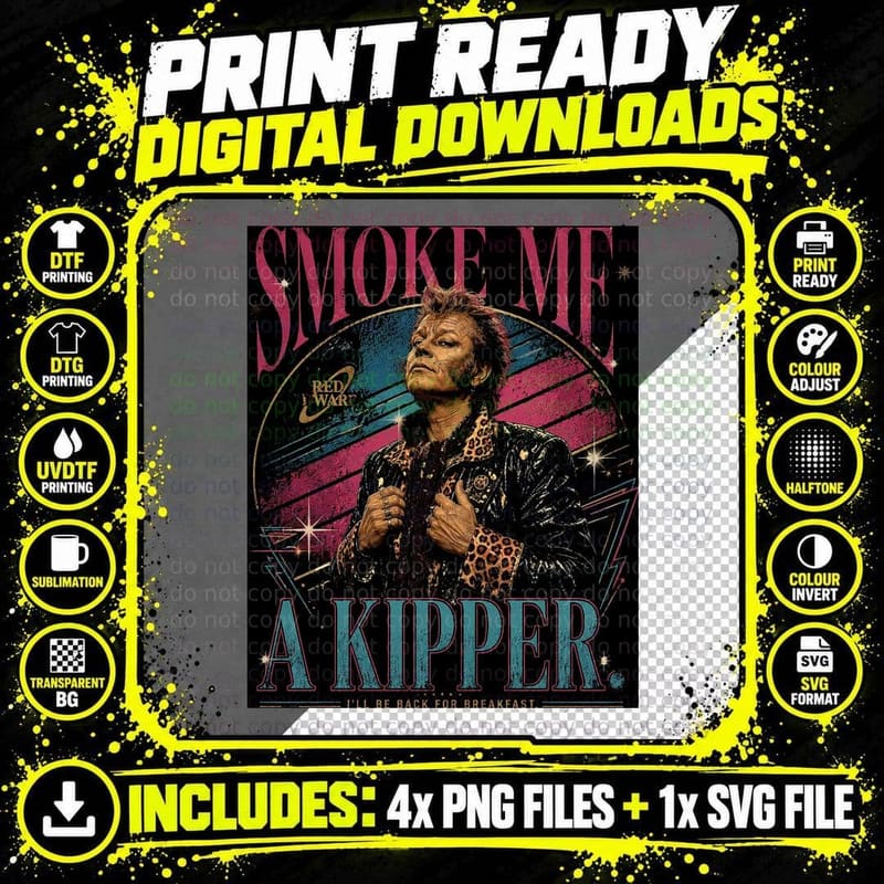 Red Dwarf 80s Neon Smoke Me a Kipper Cult TV Comedy Png SVG Digital Bundle