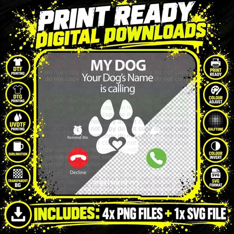 Red Phone Call T-Shirt, Retro Communication Style Png SVG Digital Bundle