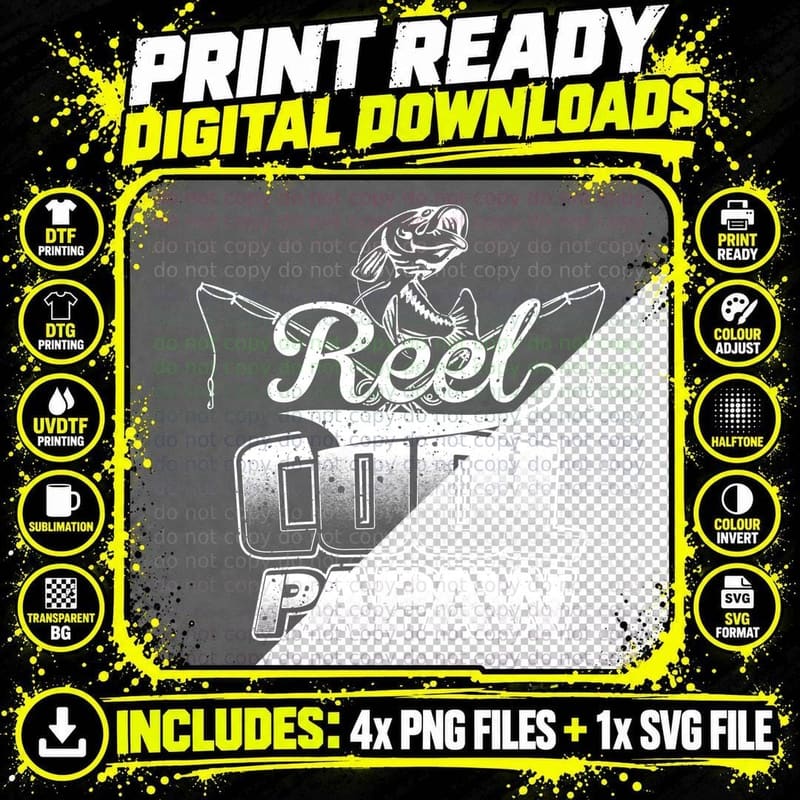 Reel Cool Papaw T-Shirt, Retro 80s Style Png SVG Digital Bundle