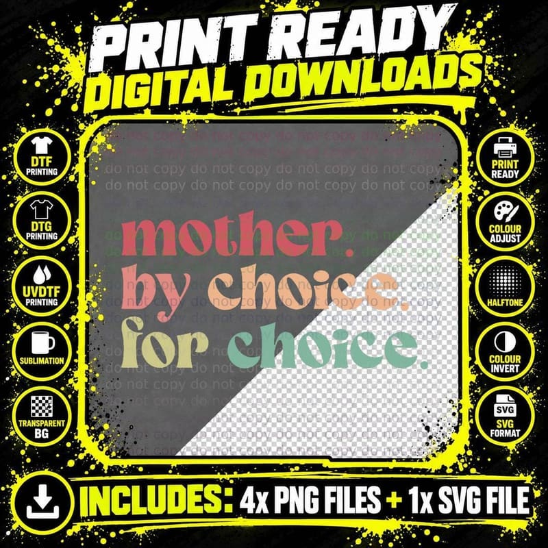 Reproductive Rights Retro Mother by Choice Pro Choice Png SVG Digital Bundle