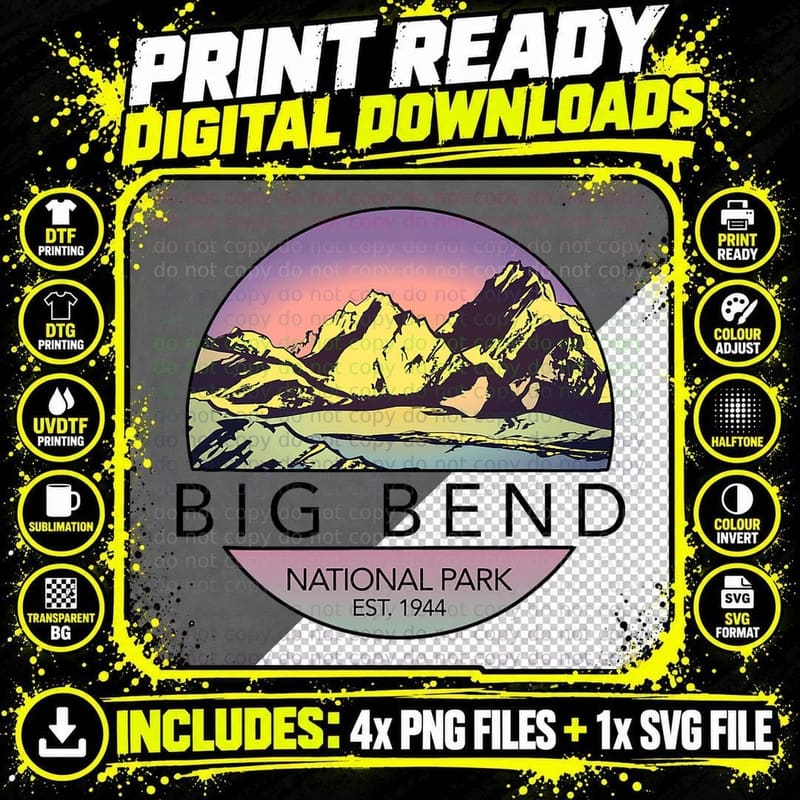 Retro Big Bend Tee National Park T-Shirt Png SVG Digital Bundle