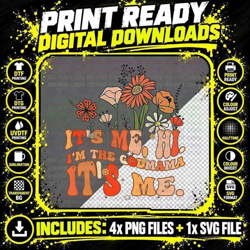Retro Groovy It's Me Hi I'm the Godmama It's Me Mothers Png SVG Digital Bundle