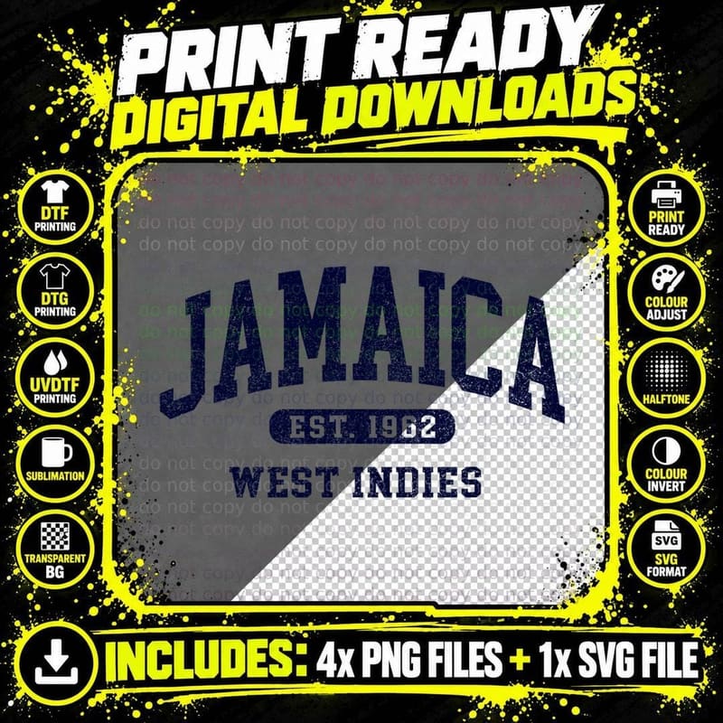 Retro Jamaica Est 1962 Vintage Jamaican Men Souvenir Png SVG Digital Bundle