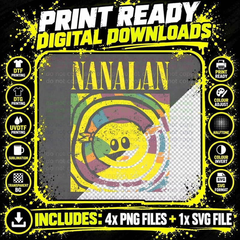 Retro Nanalan T-Shirt, Vintage Spiral Print, 80s Style Png SVG Digital Bundle