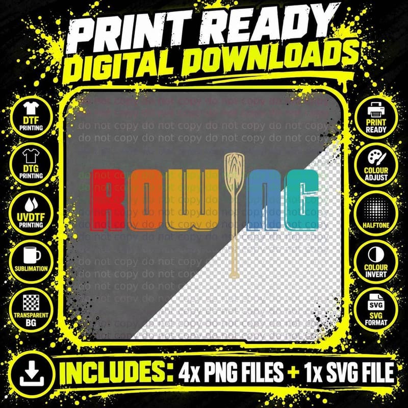 Retro Rowing Crew Boat - Rower Water Sports Vintage Row Png SVG Digital Bundle