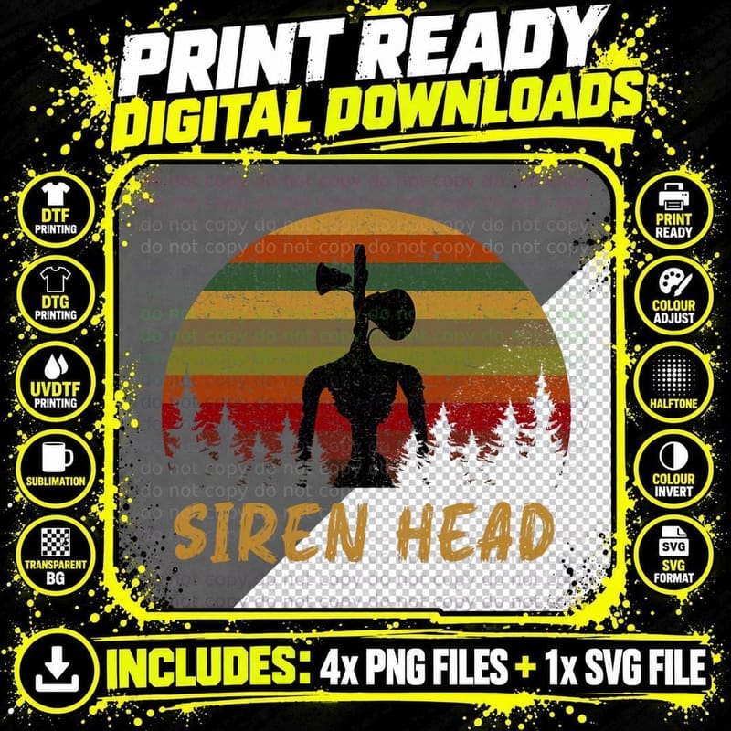 Retro Supernatural Cryptid Siren Head for Boys T-Shirt Png SVG Digital Bundle