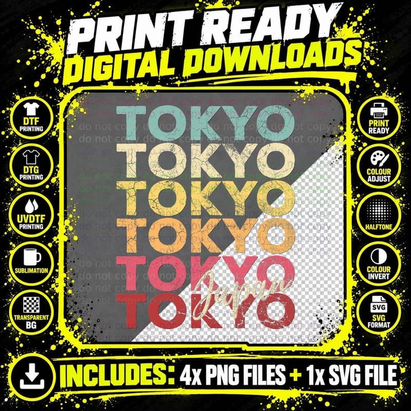 Retro Tokyo Men Women Kids Japan Japanese Vintage Gift Png SVG Digital Bundle