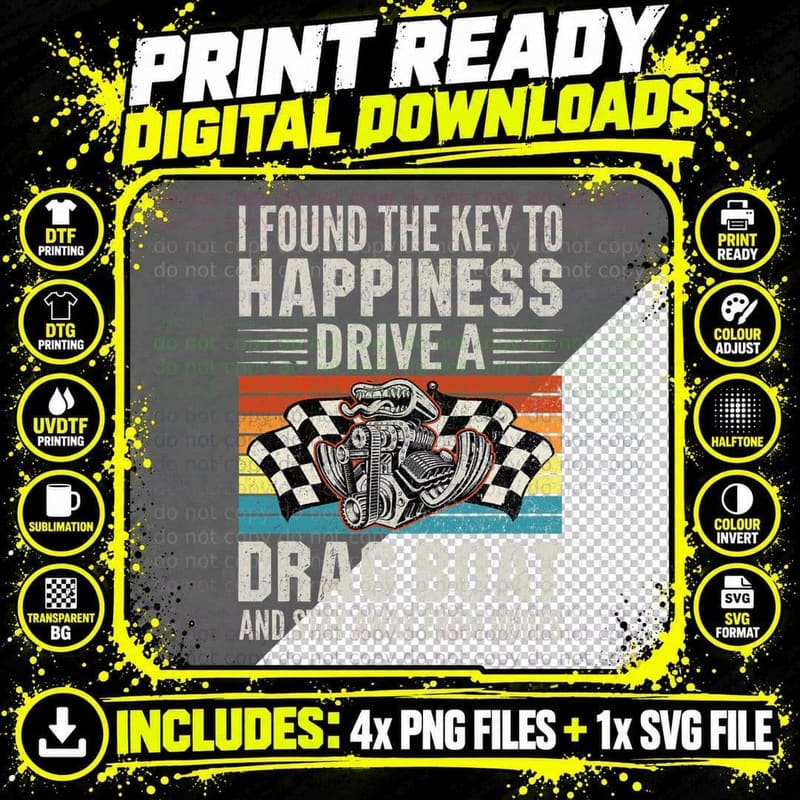 Retro Vintage Drag Boat Racing Drag Boat Driver T-Shirt Png SVG Digital Bundle