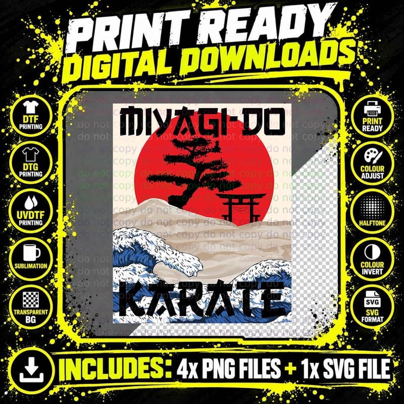 Retro Vintage Miyagi-Do Karate Life Bonsai Tree Martial Png SVG Digital Bundle