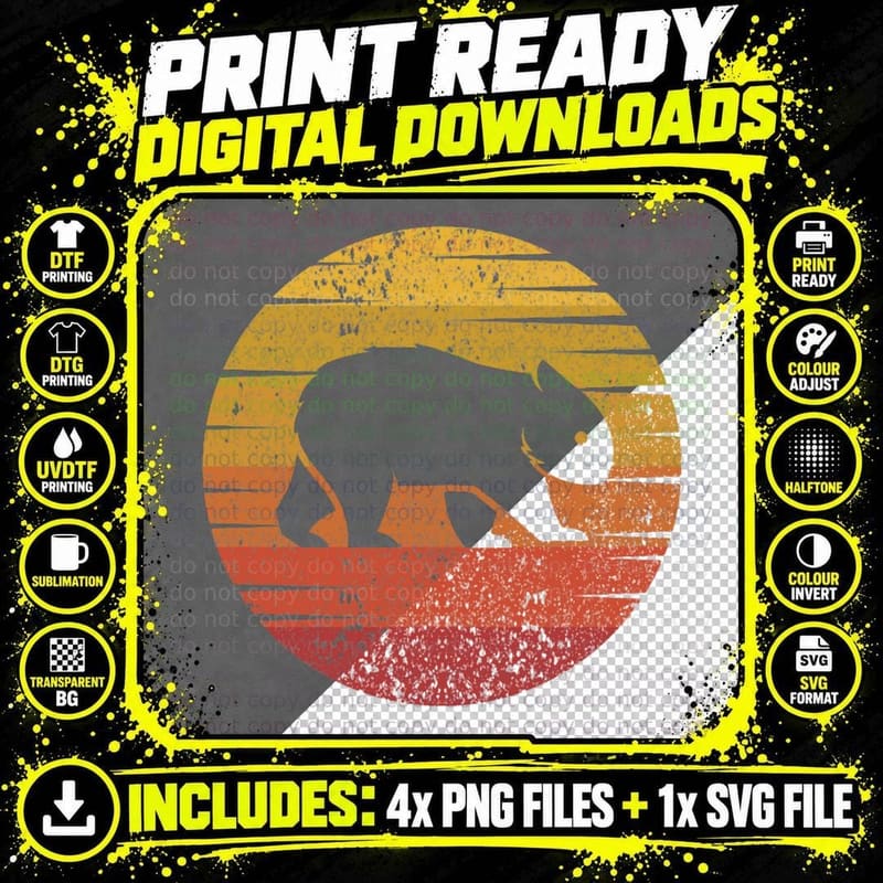 Retro Wombat Animal T-Shirt, Vintage Wildlife Print Png SVG Digital Bundle