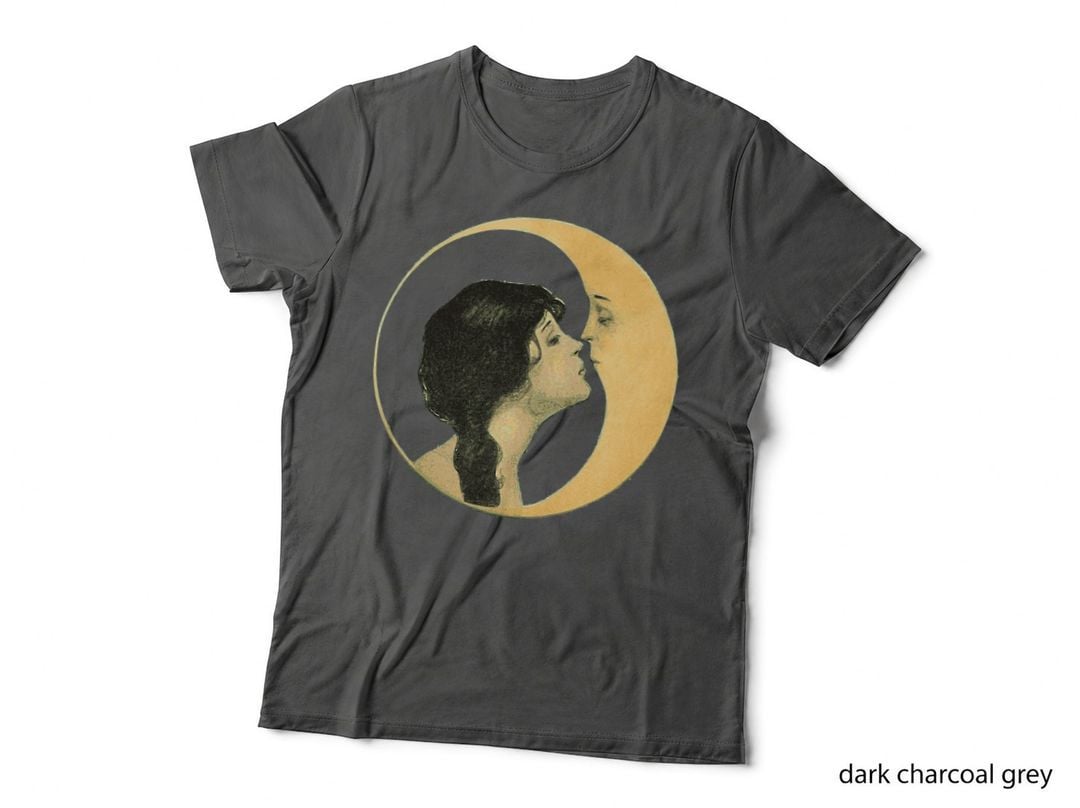 Romantic Kiss Between a Woman and the Moon, Vintage Art T-Shirt