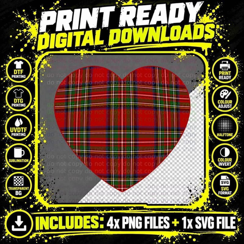Royal Stewart Tartan Plaid Classic T-Shirt Png SVG Digital Bundle