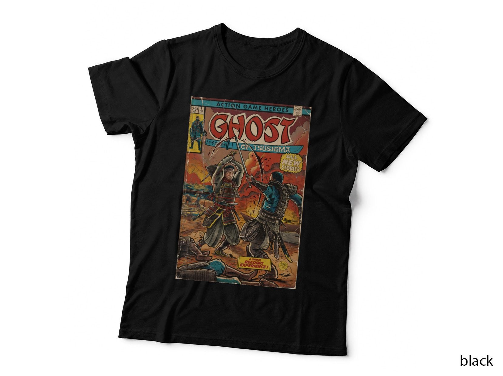 Samurai vs Ninja Vintage Comic Cover, Retro Action Hero, Feudal Japan T-Shirt