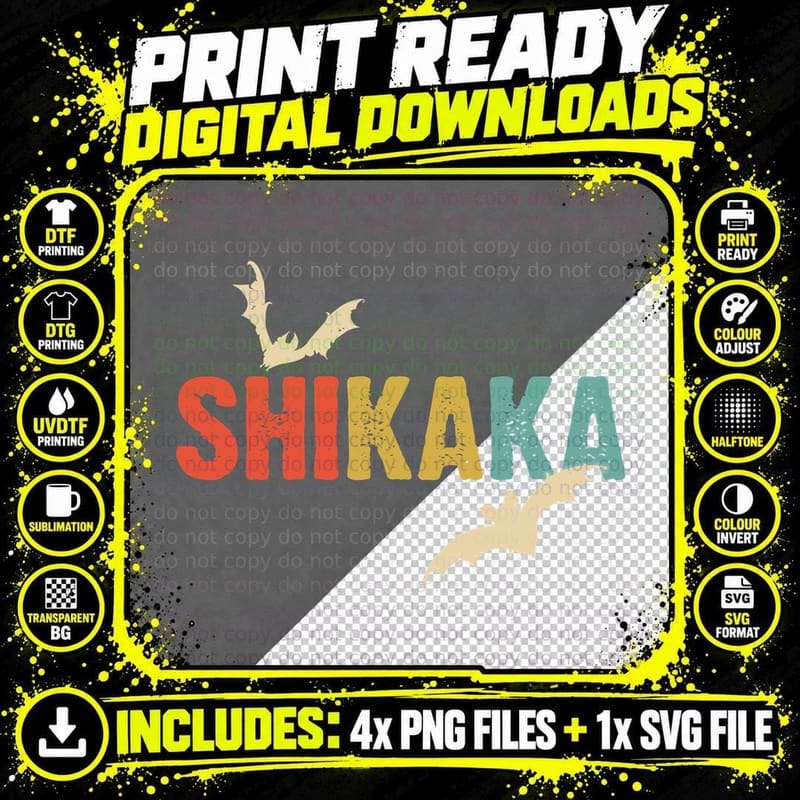 Shikaka T-Shirt, Retro Vintage Style, Music Lover Apparel Png SVG Digital Bundle
