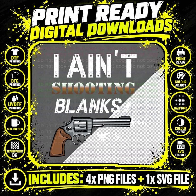 Shooting Revolver T-Shirt, Vintage Style Png SVG Digital Bundle