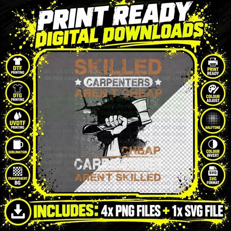 Skilled Carpenters Aren't Cheap T-Shirt, Vintage Retro Png SVG Digital Bundle