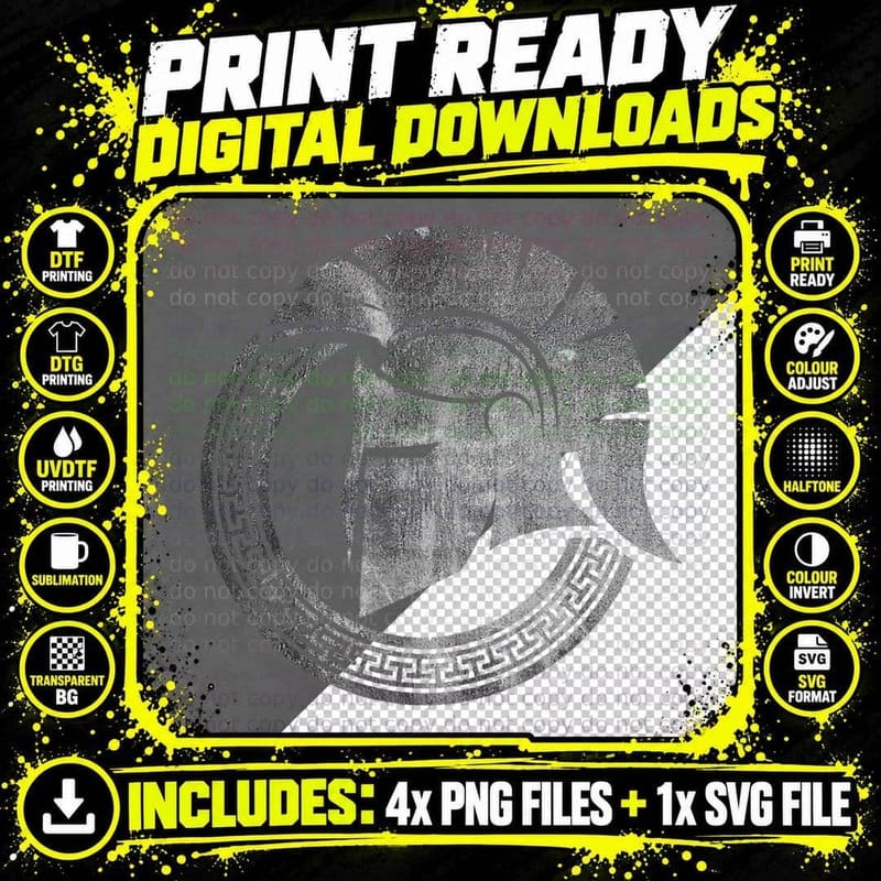 Spartan Warrior Helmet Ancient Greek Vintage T-Shirt Png SVG Digital Bundle