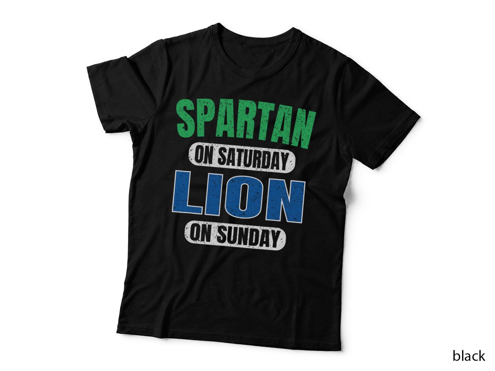 Spartan on Saturday Lion on Sunday T-Shirt, Vintage Detroit Style