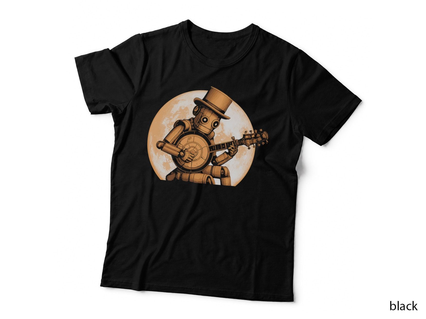 Steampunk Retro Future Banjo-Bot Vintage Robot & Banjo T-Shirt