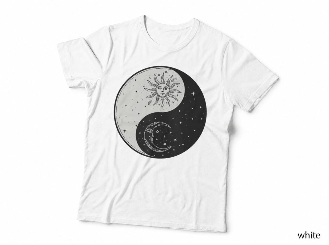 Sun Moon Ying Yang Vintage Yoga Zen Spiritual Mystical T-Shirt