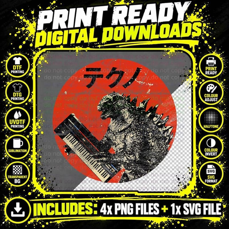 Synthesizer Analog Japanese Synth Monster Retro Gear Png SVG Digital Bundle