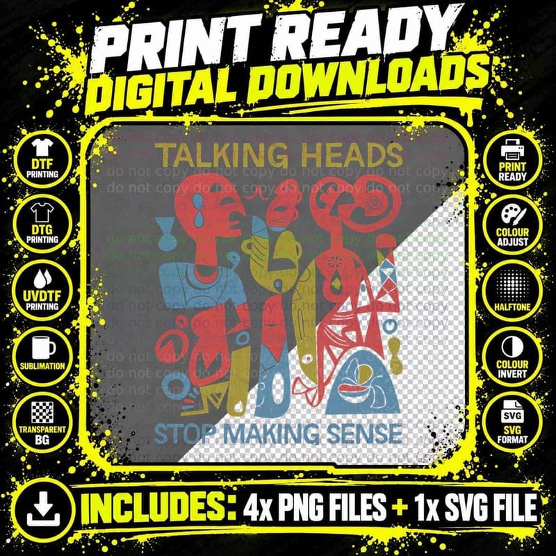 Talking Heads Stop Making Sense Tee, Abstract Faces Png SVG Digital Bundle