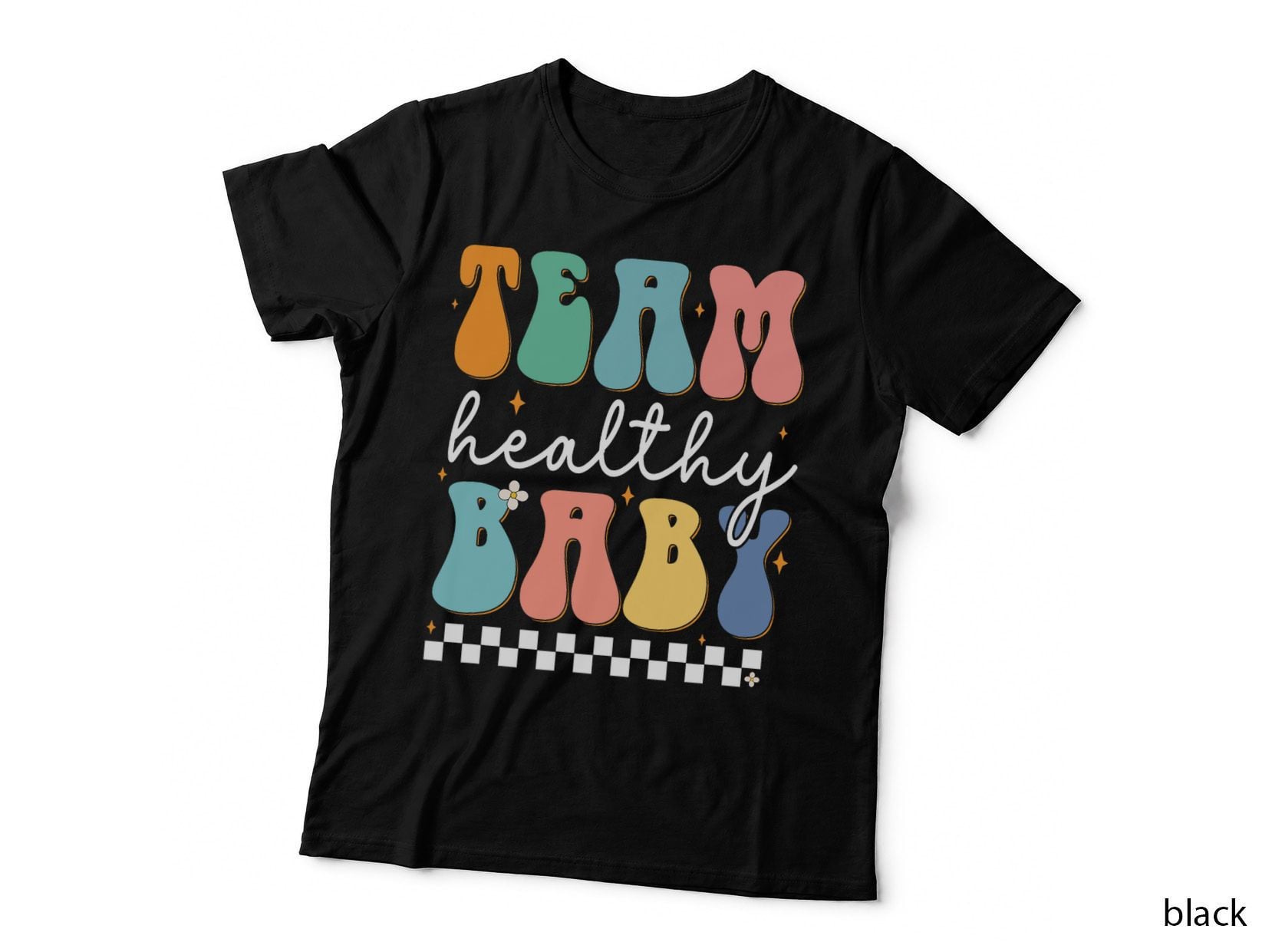 Team Healthy Baby Party Matching T-Shirt, Groovy Gender Reveal