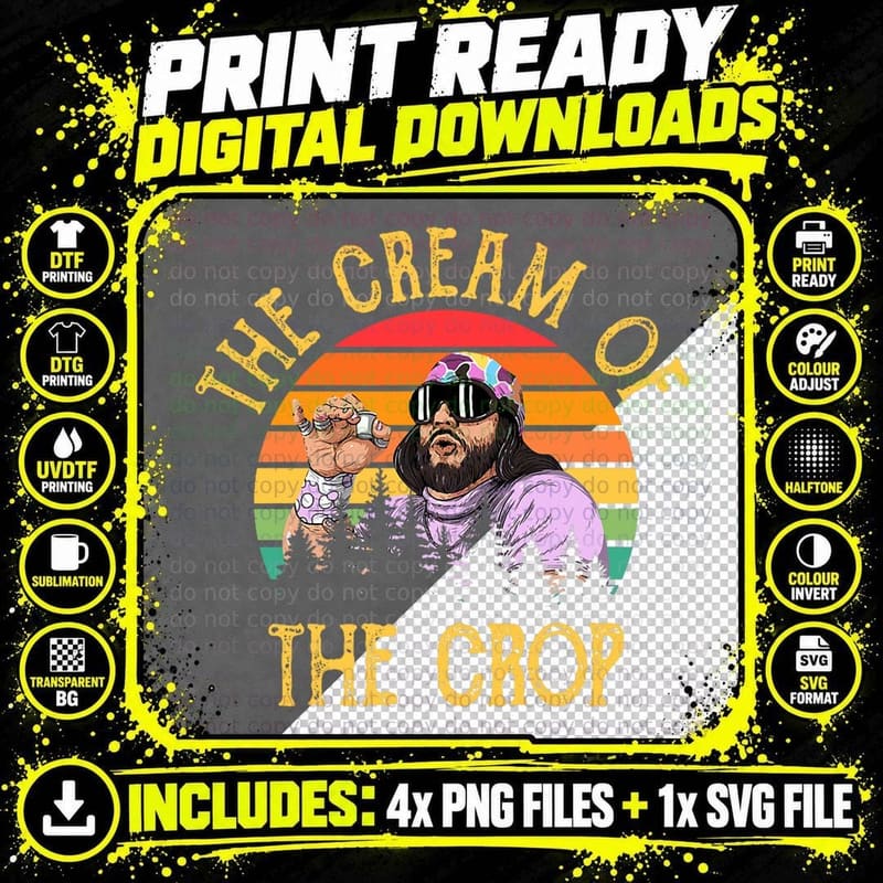 The Cream of the Crop Vintage Apparel T-Shirt Png SVG Digital Bundle