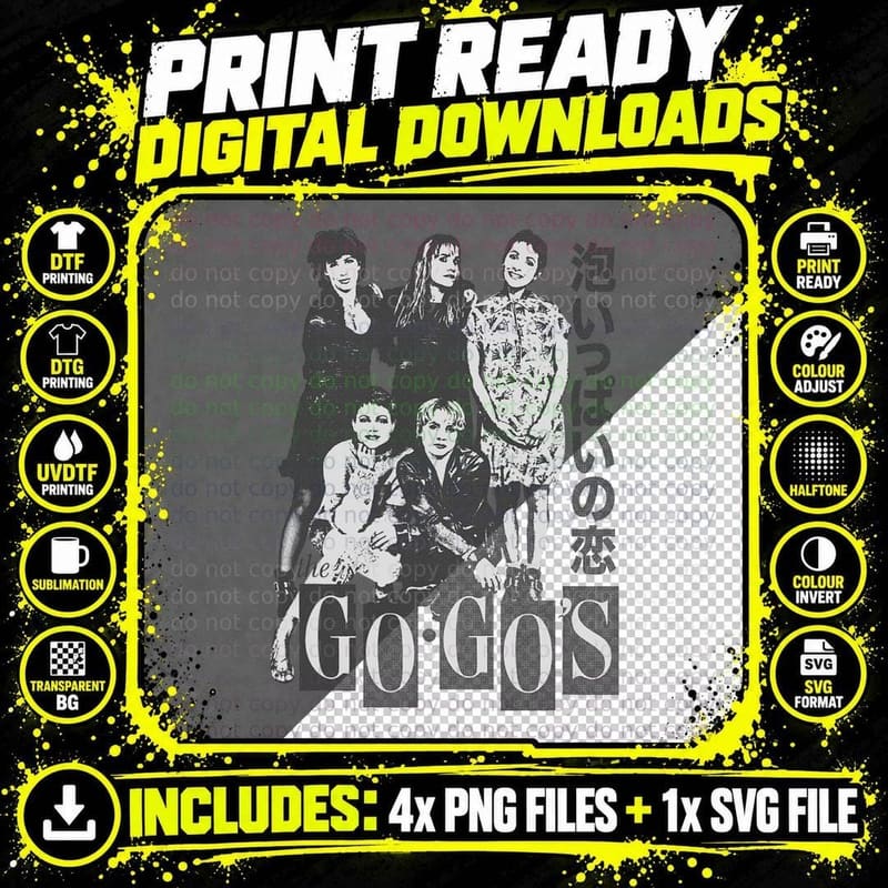 The Go-Go's - Japanese Classic Portrait T-Shirt Png SVG Digital Bundle
