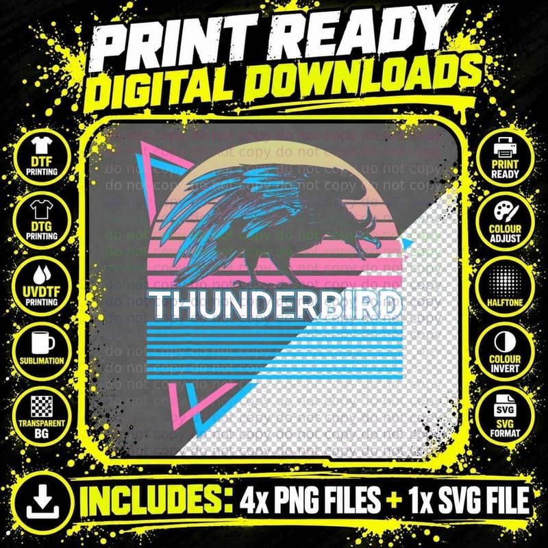 Thunderbird Cryptid Cryptozoology Retro T-Shirt Png SVG Digital Bundle