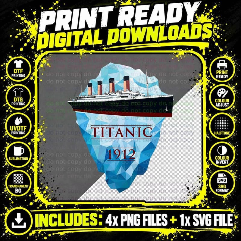 Titanic Shirt Vintage Ocean Cruise Sailing Ship Voyage Png SVG Digital Bundle
