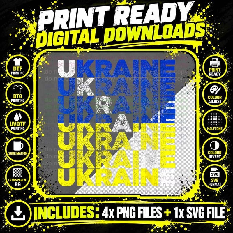 Ukraine Vintage T-Shirt, Support Ukraine Apparel Png SVG Digital Bundle