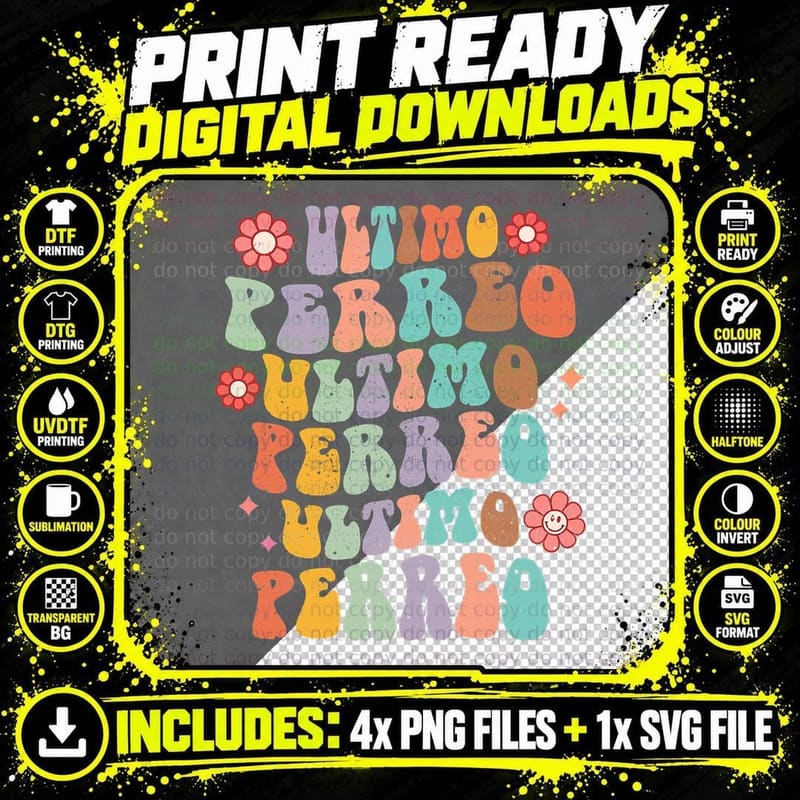 Ultimo Perreo Retro Groovy Spanish Bridesmaid Png SVG Digital Bundle
