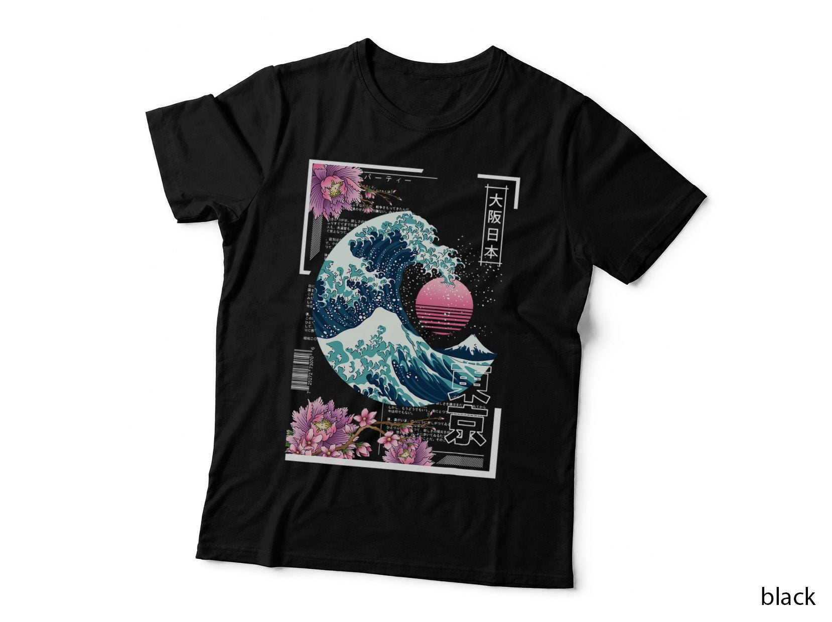 Vaporwave Synthwave 80's Japan Japanese Great Wave Tokyo 80s T-Shirt