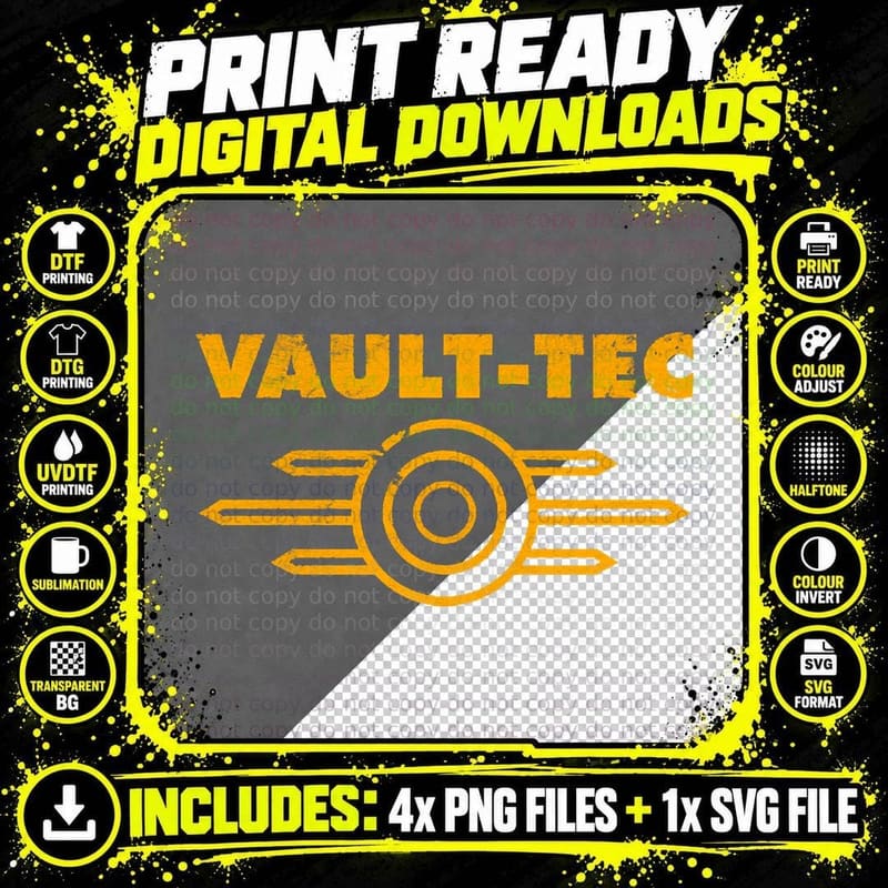 Vault-Tec T-Shirt, Retro Sci-Fi Futuristic Png SVG Digital Bundle