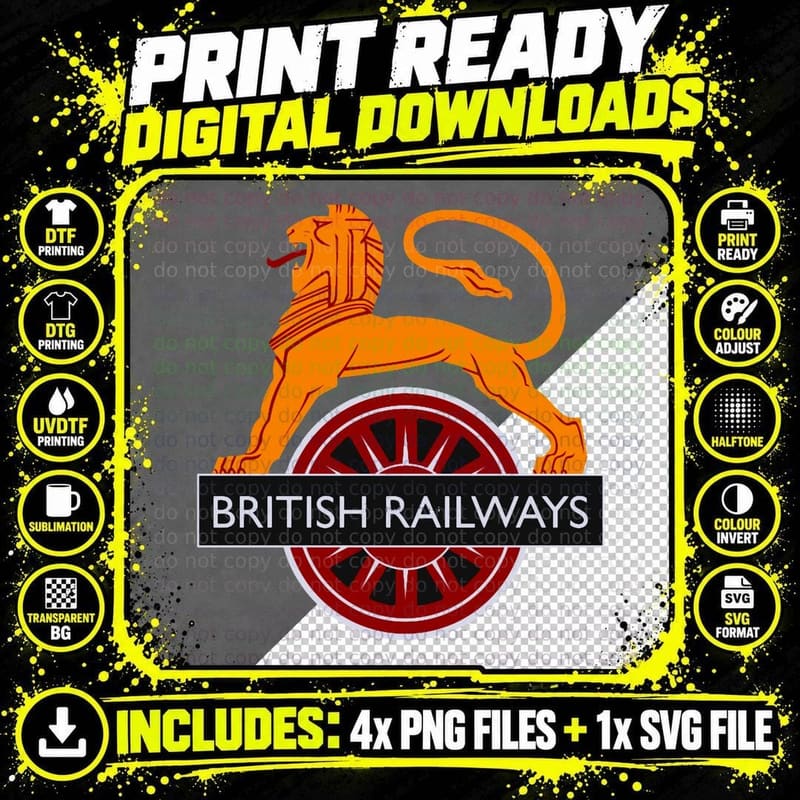Vintage British Railways Design T-Shirt, Retro Travel Png SVG Digital Bundle