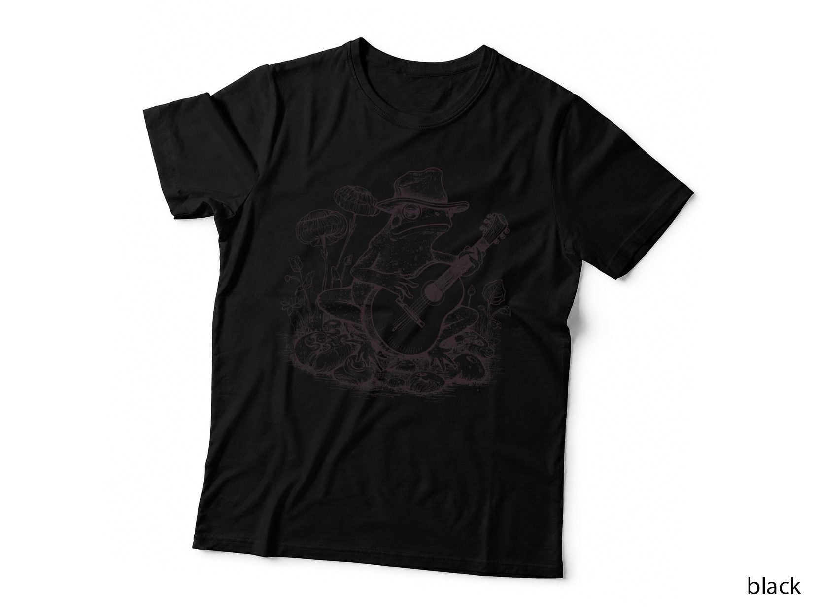 Vintage Cottagecore Aesthetic Frog Mushroom Playing Banjo T-Shirt
