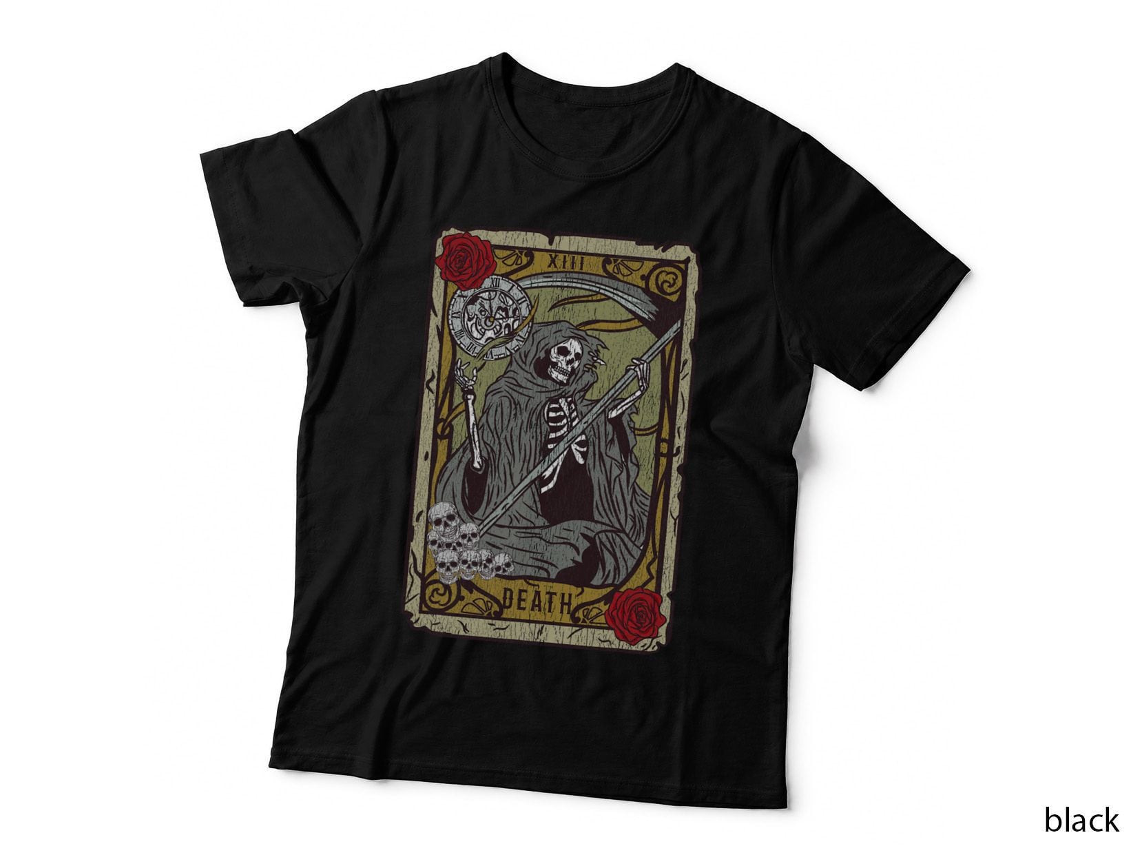 Vintage Death Tarot Card I Satanic Occult Grim Reaper T-Shirt