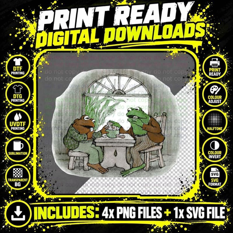 Vintage Frog Toad Friend Cottagecore Aesthetic Frog Png SVG Digital Bundle