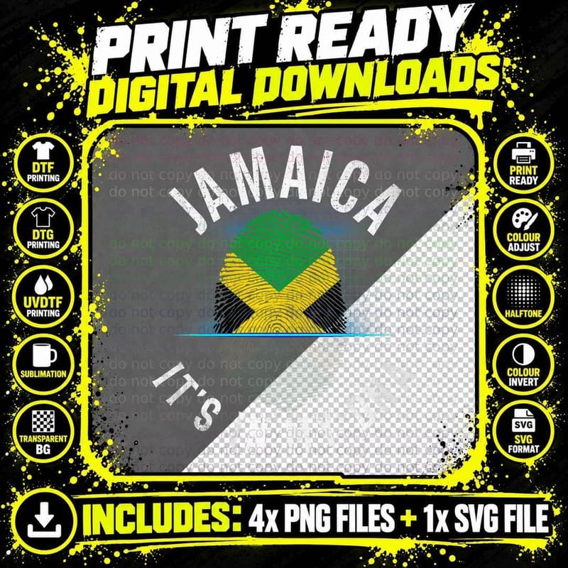 Vintage Jamaica Flag - It Is in My DNA - Jamaican Gift Png SVG Digital Bundle