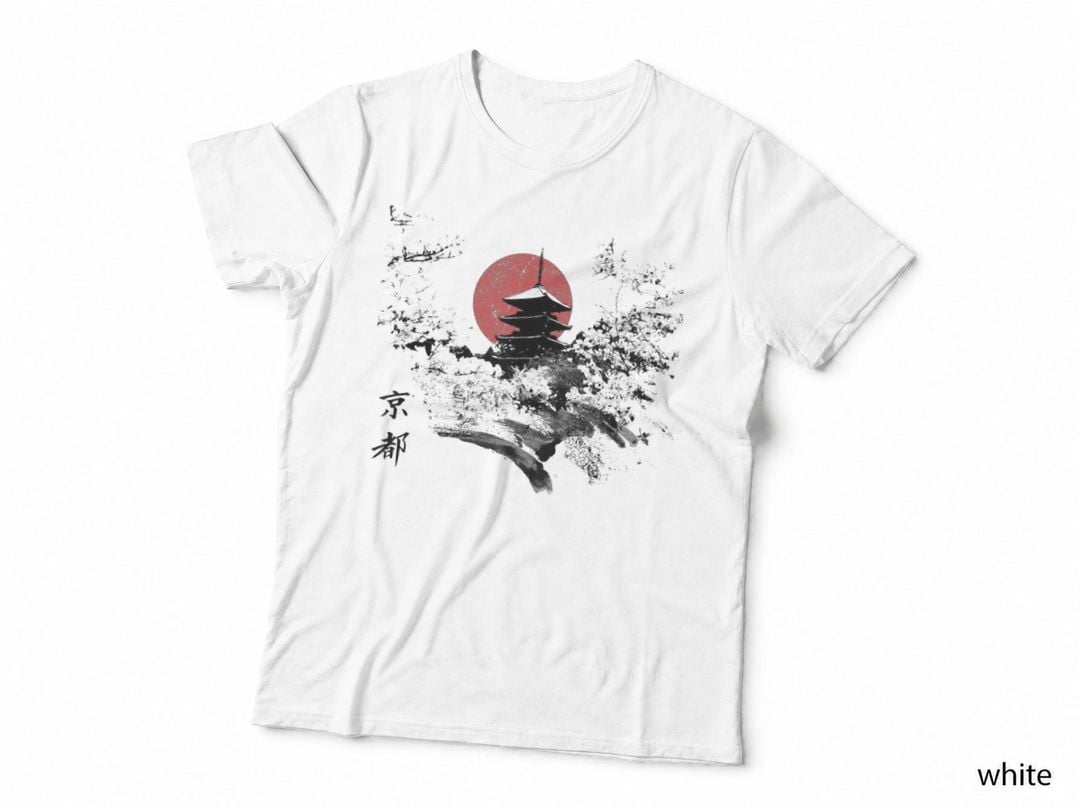 Vintage Japanese Culture Graphical Art Cherry Blossom Gift T-Shirt
