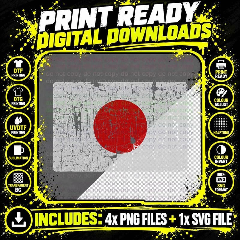 Vintage Japanese Flag of Japan Souvenir Gift Men Women Png SVG Digital Bundle