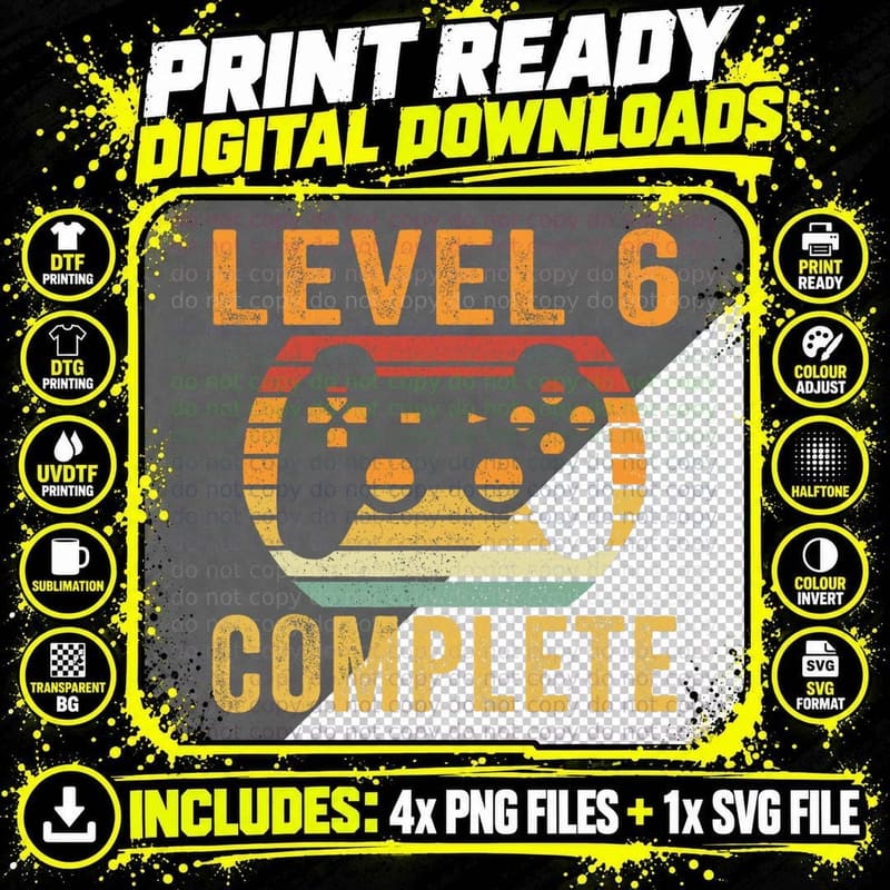Vintage Level 6th Complete 6 Year Wedding Anniversary Png SVG Digital Bundle