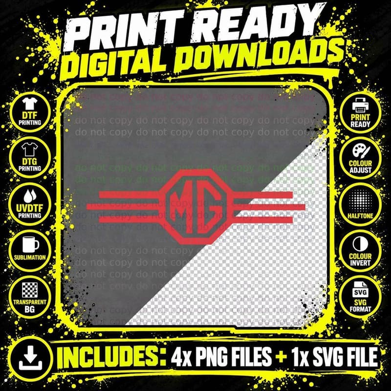 Vintage MG Badge T-Shirt Png SVG Digital Bundle