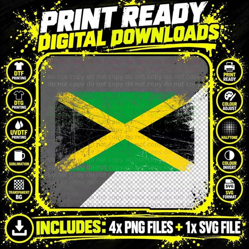 Vintage Made in Jamaica Jamaican Flag Gift T-Shirt Png SVG Digital Bundle