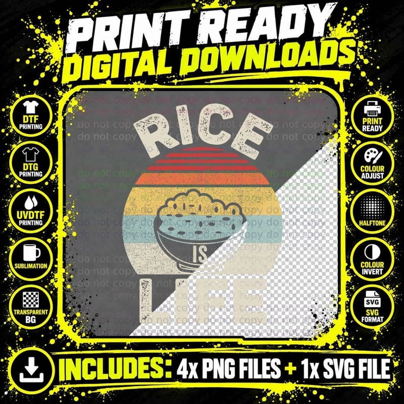 Vintage Retro Rice Is Life Filipino T-Shirt Png SVG Digital Bundle