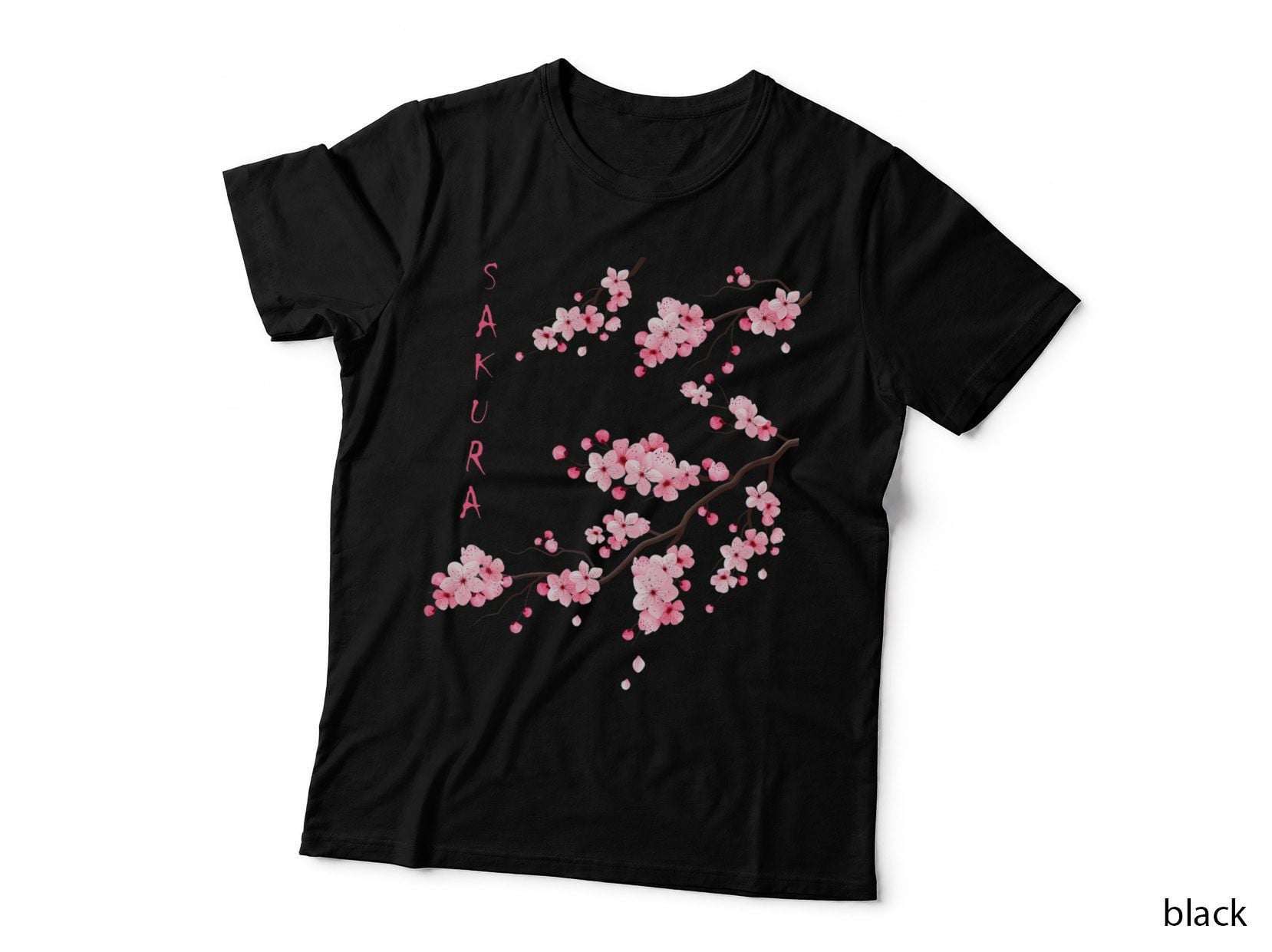 Vintage Sakura Cherry Blossom Japanese Graphical Art, Retro Style T-Shirt